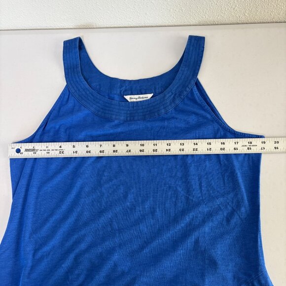 Tommy Bahama Marina Slub Mini Dress Womens M Blue Sleeveless Ruffle Hem Pockets - Picture 8 of 9